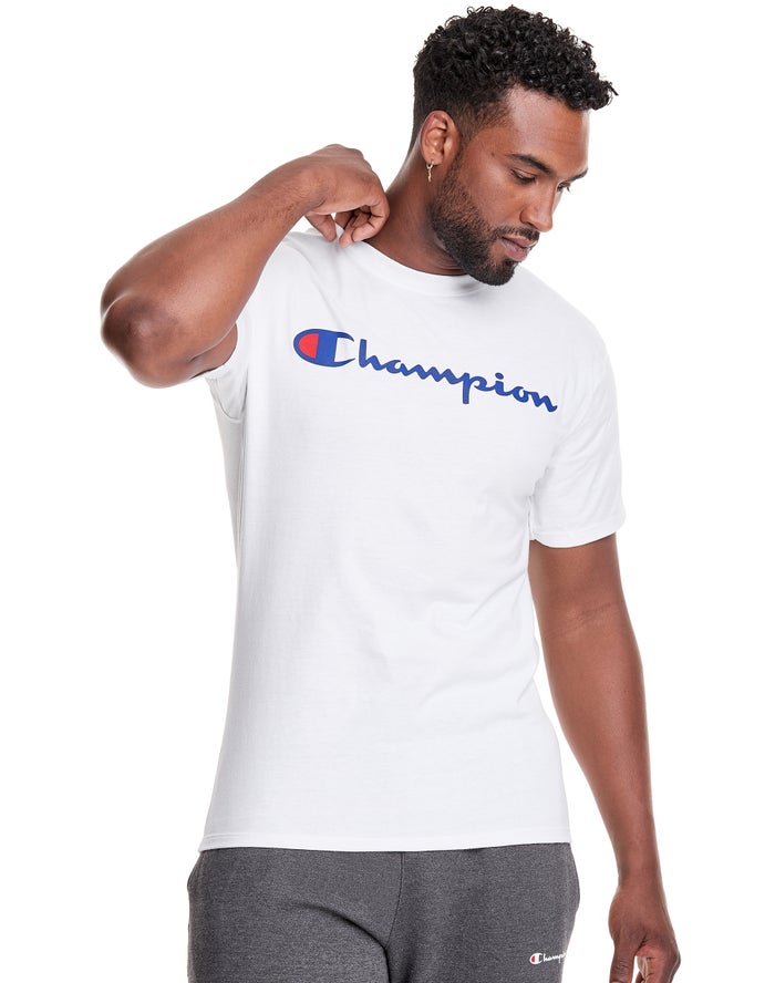 Tricou Champion Graphic Jersey Script Logo Barbati Albi - Romania UQTSOXM-65